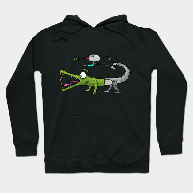 Robot Crocodile Hoodie by Svh_illustrations